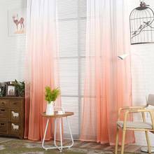 Cortina de tule puro com cor gradiente, cortina decorativa de janela de casa para quarto e varanda 2024 - compre barato