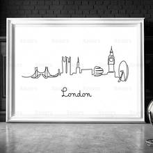 City London New York Black Line Canvas Painting Nordic Art Poster Minimalist Black and White Picture for Living Room Decoration 2024 - buy cheap