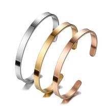 Granny Chic Women and Men 6mm Width Surface Bracelet Bangle Stainless Steel Bracelet Men Gold/Rose Gold 3 Color 2024 - buy cheap