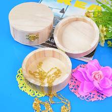 9.8*9.8*4.3cm Vintage Round Wooden Jewelry Box Storage Case Craft Mud Base Lid Golden Lock Gift Organizer Container Wholesale 2024 - buy cheap