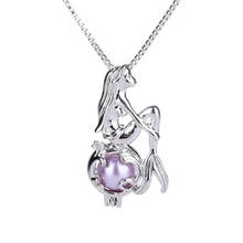 12 шт./лот, романтическое жемчужное ожерелье с русалочкой, изящное короткое ожерелье с цепочкой для девочек, цвет жемчуга, случайным образом 2024 - купить недорого