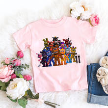 Футболка с принтом «пять ночей у Фредди», детская одежда, розовая футболка унисекс, одежда для девочек, модная уличная одежда Merch Vlada 2024 - купить недорого