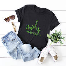 2021 Summer Women Tops Oversize Casual Woman Loose T-shirts Music Letter Print Short Sleeve Female 100%Cotton Tees Shirt 2024 - buy cheap