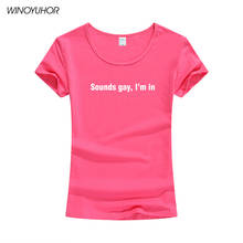 Camiseta de algodão casual gay im in lgbt, camiseta de manga curta feminina de alta qualidade com engraçada, drop shipping 2024 - compre barato