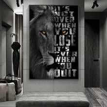 Inspirational Phrase on African Lion Head Canvas Art Posters and Prints Black and White Animals Paintings on the Wall Pictures 2024 - buy cheap