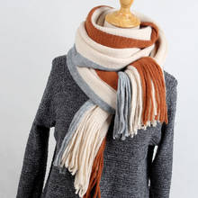 Bufanda de moda para mujer, cuello de lana fresco pequeño, largo, grueso, cálido, Invierno 2024 - compra barato