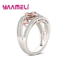 Anéis de casamento em forma de coração, anéis de prata esterlina 925 com zircônia para mulheres, noivado, festa de casamento, joia statement 2024 - compre barato