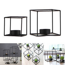 Candelabro de hierro geométrico 3D nórdico para mesa, decoración de Patio, 2 tamaños, 2 unids/paquete 2024 - compra barato
