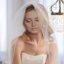 2020 Fashion Bridal Veils Wedding Crystal Beaded Bridal Veil One Layer Short Women Wedding Veil Pearls Edge 2024 - buy cheap