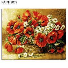 PAINTBOY Framed Oil Painting Flower DIY Painting By Numbers Coloring By Numbers On Canvas Home Decor For Living Room 2024 - купить недорого