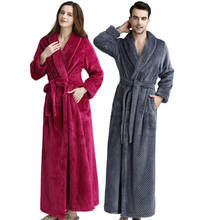 Lovers Winter Extra Long Thick Flannel Bath Robe Soft Peignoir Sexy Warm Dressing Gown Wome Men Bathrobe Bridesmaid Wedding Robe 2024 - buy cheap