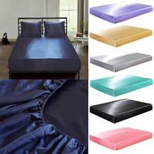 Satin Silk Bed Fitted Sheet Elastic Sheets Polyester & Cotton Single Twin Full Queen King 2024 - buy cheap