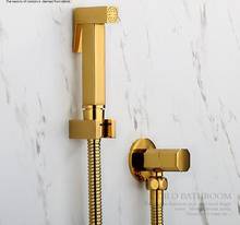 Gatilho para bidê dourado de bronze sólido, kit de banho, conjunto de válvula de cobre shattaf, jato de torneira, banheiro, bidê 2024 - compre barato