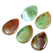 Pingente de ágata em forma de gota, verde listrado, pedra natural de cura, amuleto de meditação, faça você mesmo, presente de joia 2024 - compre barato