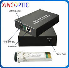 10G SFP конвертер, 10GBase-T Ethernet-коммутатор RJ45 в оптоволоконный приемопередатчик, оптический конвертер с 10G 850nm 300M LC SFP + 2024 - купить недорого