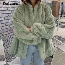 Harajuku Girls Winter Faux Rabbit Fur Jacket Coat Korean Style Chic Mandarin Collar Outerwear Casual Thick Soft Overcoat Female 2024 - buy cheap