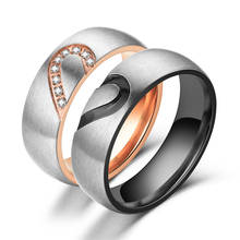 Модное ювелирное изделие простое 6 мм половинное Персиковое кольцо с алмазом в форме сердца пара мужчин и женщин романтическое обручальное кольцо 2024 - купить недорого