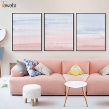 Pink Blue Wall Art Watercolor Landscape Canvas Painting Posters and Prints Nordic Decorative Wall Pictures for Living Room Decor 2024 - buy cheap