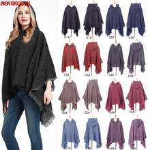 2020 Autumn Winter Knitted Long Tassel Sweater Black Pullover Women Batwing Sleeves Loose Poncho Cloak With Hat 2024 - buy cheap