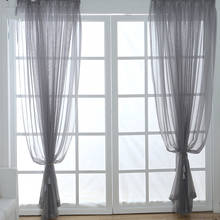 Cortinas de tul modernas para sala de estar, visillos transparentes para ventana de cocina, Cortinas de gasa sólida europea, doradas 2024 - compra barato