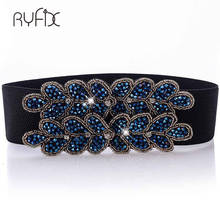 Elegant caestus Belt handmade blue black beaded dress accessories inlaid elastic girdle waistband wide waistband BL233 2024 - buy cheap