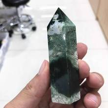 MOKAGY Natural Moss Agate Quartz Crystal Points Decoration Ornament 80mm-90mm 1pc 2024 - buy cheap