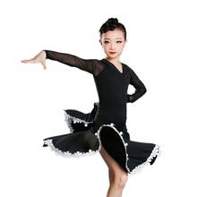 Vestido de baile de salón Latino para niñas, trajes de baile infantiles de Salsa negra, Tango, Ropa de baile de práctica Latina moderna, Cha 2024 - compra barato