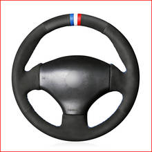 Capa de volante de carro de camurça preta, capa de volante para peugeot 206 2005-2016 1998 sw 2006-2010 2005 cc 206 2003 2024 - compre barato
