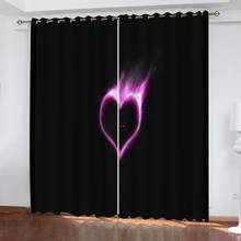 Customized size Luxury Blackout 3D Window Curtains black curtains heart curtain  3D Blackout Window Curtains For Living Room 2024 - buy cheap