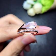 Anillo de cuarzo rosa Natural y Real para mujer, anillos de compromiso de boda, anillo de Plata de Ley 925 2024 - compra barato
