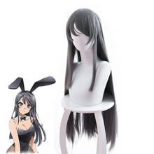 Sakurajima-peruca longa cinza, resistente ao calor, para cosplay, fantasia, seishun buta yarou rabbit girl senpai no yume wo minai 2024 - compre barato