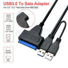 Двойной USB Sata кабель, USB к Sata адаптер Suport 2,5 или 3,5 дюйма внешний SSD HDD жесткий диск Sata Кабель USB 3,0 адаптер 2024 - купить недорого