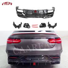Carbon fiber Rear Bumper Diffuser Lip Spoiler with Exhaust Tip For Mercedes Benz GLE Class W292 GLE350 GLE63 AMG Coupe 2016-2019 2024 - buy cheap