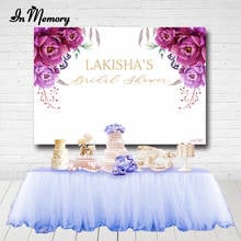 InMemory-fondos de fotografía para fiesta nupcial, telón de fondo de flores púrpuras, oro blanco, texto, boda, estudio fotográfico personalizado 2024 - compra barato