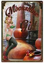 Vintage Metal Tin Sign Moonshine Girl Pin Up Girl Garage for Home Bar Pub Kitchen Garage Restaurant Wall Deocr Plaque Signs 2024 - buy cheap