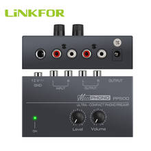 LiNKFOR PP500 Phono Preamp преусилитель ультракомпактный фоноусилитель RCA In & Out 1/4 "TRS Out с уровнем и адаптером питания 2024 - купить недорого