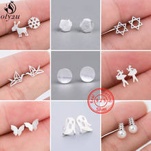 925 Sterling Silver Earrings for Women Piercing Jewelry Geometric Round Butterfly Ghost Ballet Stud Earing Cartilage Ear Cuff 2024 - buy cheap