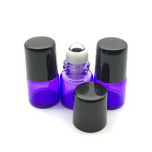 Rolo de perfume 1ml recarregável, 5 unidades em garrafas de vidro para óleos essenciais roxo-azul frasco de rolo envio rápido 2024 - compre barato