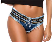 Shorts jeans feminino cintura baixa, peça top sexy cintura baixa 2024 - compre barato