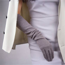 Luvas de lã de caxemira femininas, luvas elegantes para mulheres, 50cm de comprimento, elásticas para cotovelo, modelos seiko 5-yr10 2024 - compre barato