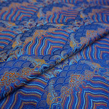 Blue wind style damask silk jacquard fabric for DIY costume upholstery furniture curtain clothing material 2024 - buy cheap