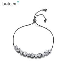 LUOTEEMI Adjustable Bracelet for Women Fashion CZ Round-Shaped Link Tennis Jewelry Wedding Party Girlfriend Gifts 2024 - buy cheap
