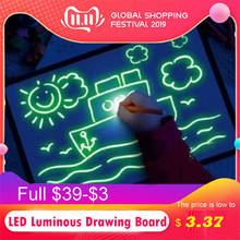 1 шт. светодиодный светящаяся доска для рисования граффити планшет для рисования волшебный светильник для рисования-Веселая флуоресцентная ручка для мальчиков и девочек, подарок 2024 - купить недорого