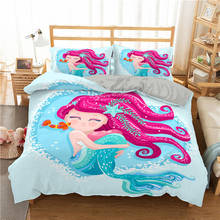 Conjunto de cama de sereia de desenho, 100% poliéster, adulto, infantil, capa de edredom, fronha, estudantes, conjunto de cama, queen, king size 2024 - compre barato