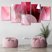 Pink Abstract Canvas Painting Leaf Feather Five Pieces Print Wall Art Poster Picture for Living Room Home Decoration 2024 - buy cheap