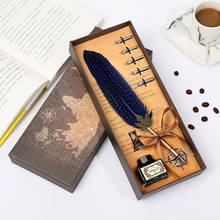 Retro Vintage Calligraphy Feather Pen Writing Pen Stationery Gift Box Set High Quality Stainless Steel Wedding Birthday Gift 2024 - buy cheap