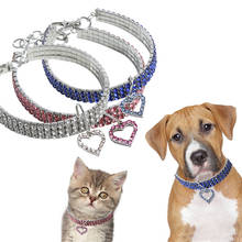 Pet Shiny Full Rhinestone Necklace Pet Collars Exquisite Bling Crystal Dog Collar Heart Shape Diamond Puppy Necklaces 2024 - buy cheap