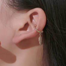 Hello Miss Simple feather pendant ear bone clip stud earrings leaves painless ear clip fashion women's earrings jewelry gift 2024 - buy cheap