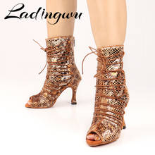 Ladingwu Women Latin Dance Boots Serpentine Flannel Bachata Salsa Dancing Shoes for Woman Ballroom Dance shoes Girls High Top Sa 2024 - buy cheap