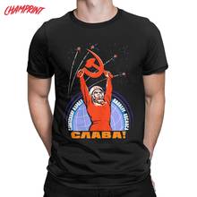 Camiseta masculina de algodão puro soviético, camiseta fantasia de astronauta e alienígent cccp, 6xl 2024 - compre barato